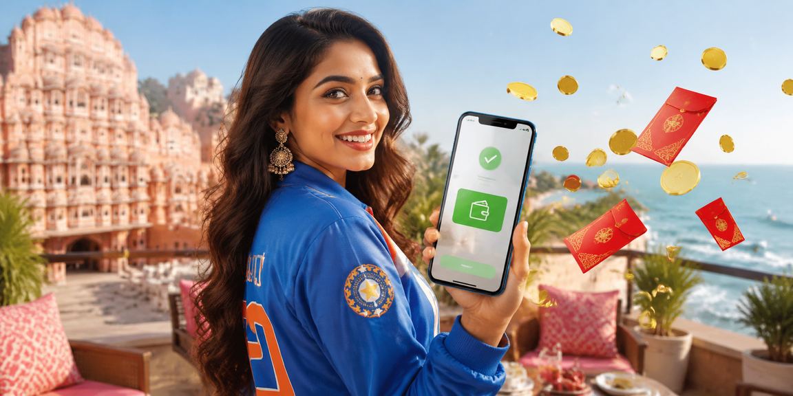 View of Jaipur with Hawa Mahal and cricket betting atmosphere